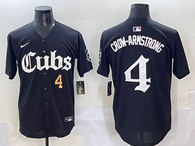 Men 2025 Chicago Cubs #4 Crow-Armstrong Black Five generations Joint Name Nike MLB Jersey style 2->chicago cubs->MLB Jersey